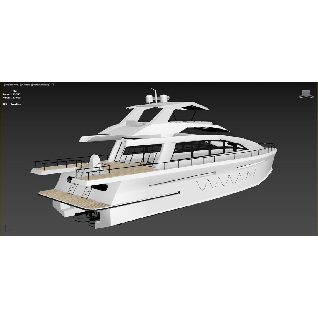 Luxury Yacht 3D Model – Modern Design, Game-Ready, FBX, OBJ - View 5
