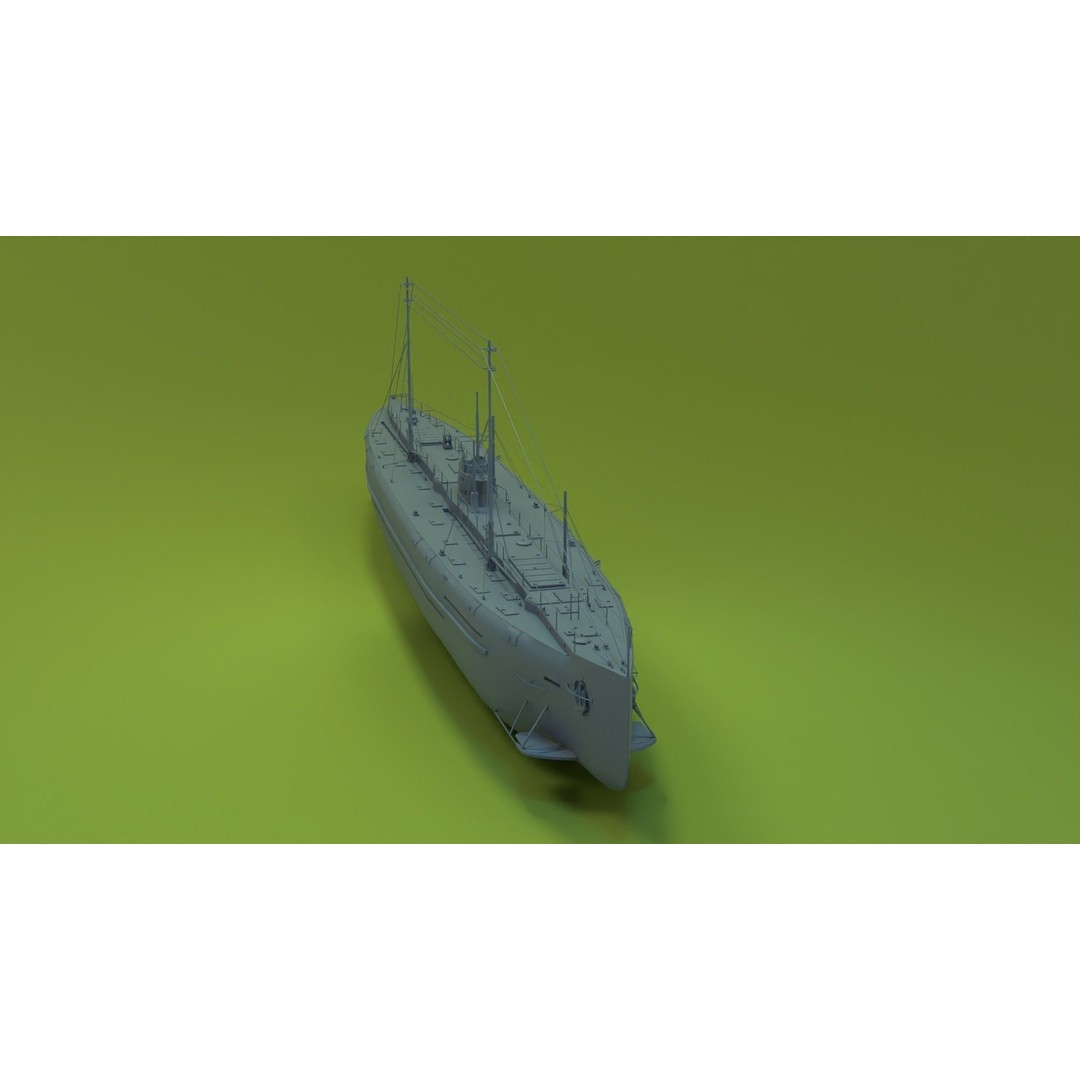 Deutschland Merchant Submarine 3D Model – Low Poly Historical Vessel, FBX - View 10