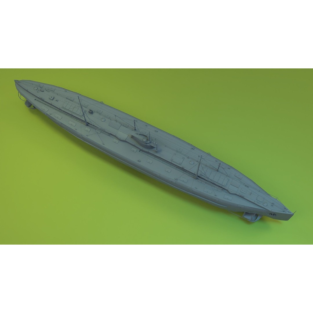 Deutschland Merchant Submarine 3D Model – Low Poly Historical Vessel, FBX - View 11