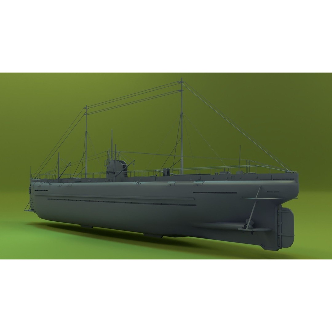 Deutschland Merchant Submarine 3D Model – Low Poly Historical Vessel, FBX - View 13