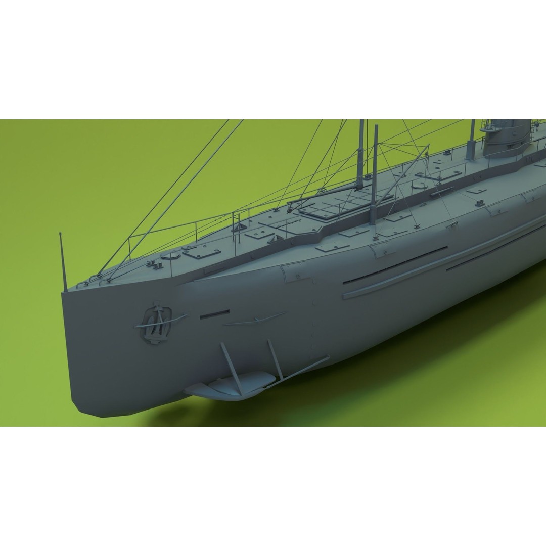 Deutschland Merchant Submarine 3D Model – Low Poly Historical Vessel, FBX - View 14