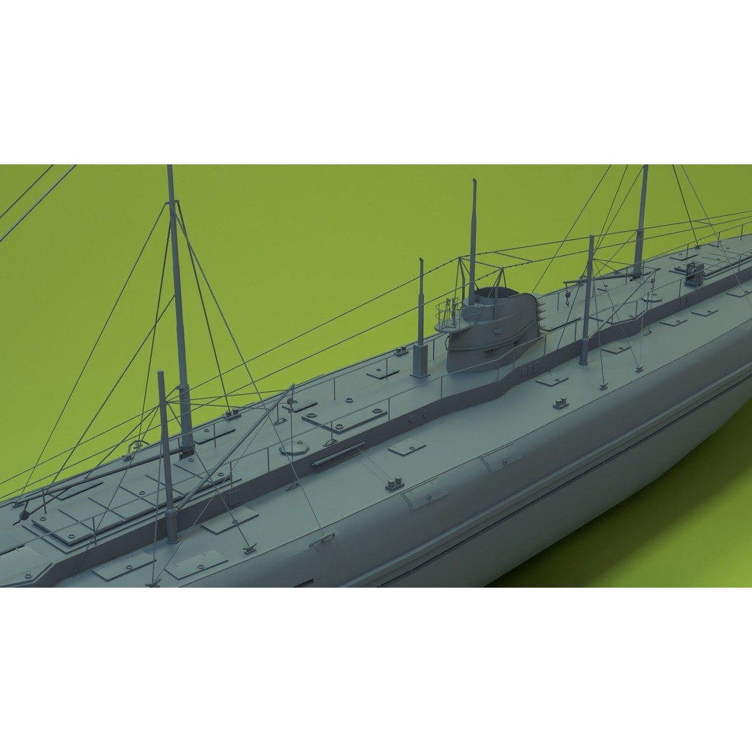 Deutschland Merchant Submarine 3D Model – Low Poly Historical Vessel, FBX - View 15