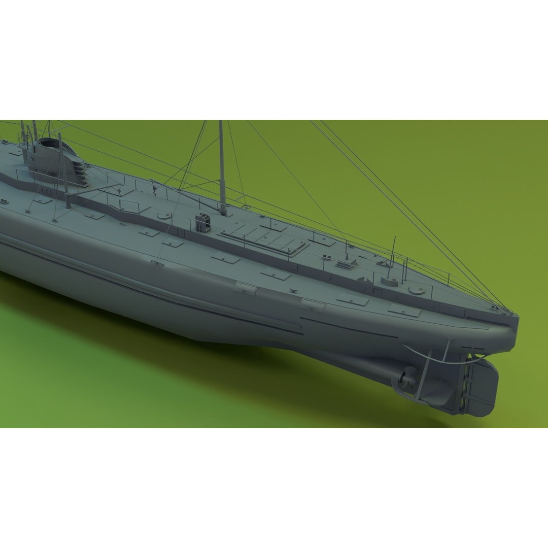 Deutschland Merchant Submarine 3D Model – Low Poly Historical Vessel, FBX - View 17