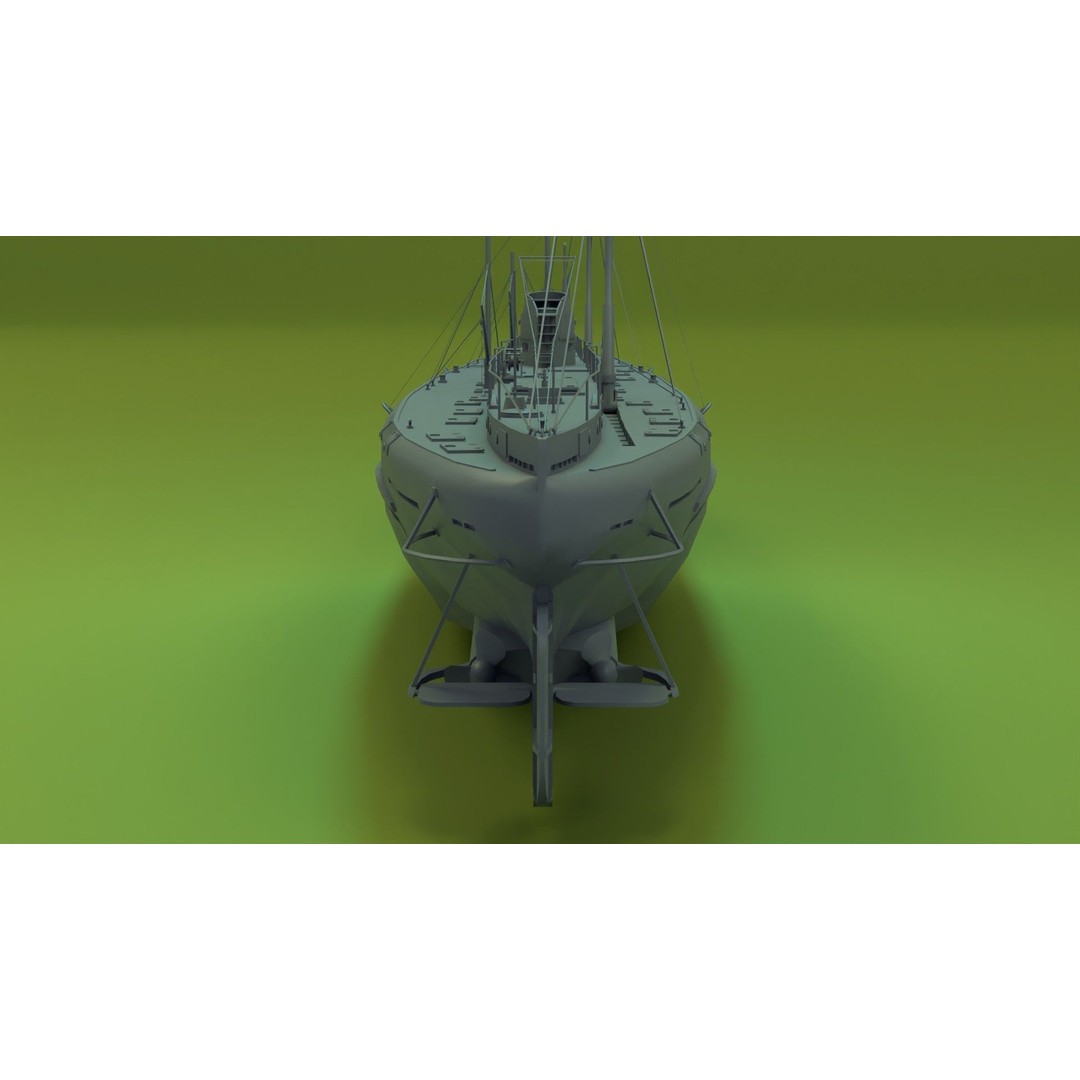 Deutschland Merchant Submarine 3D Model – Low Poly Historical Vessel, FBX - View 18