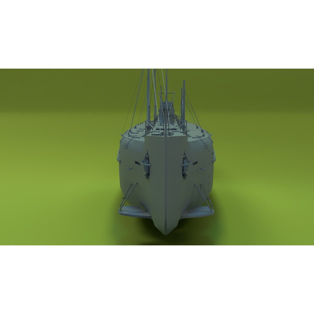 Deutschland Merchant Submarine 3D Model – Low Poly Historical Vessel, FBX - View 19