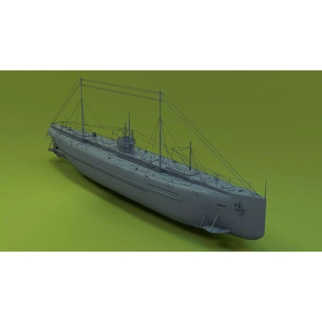 Deutschland Merchant Submarine 3D Model – Low Poly Historical Vessel, FBX - View 2