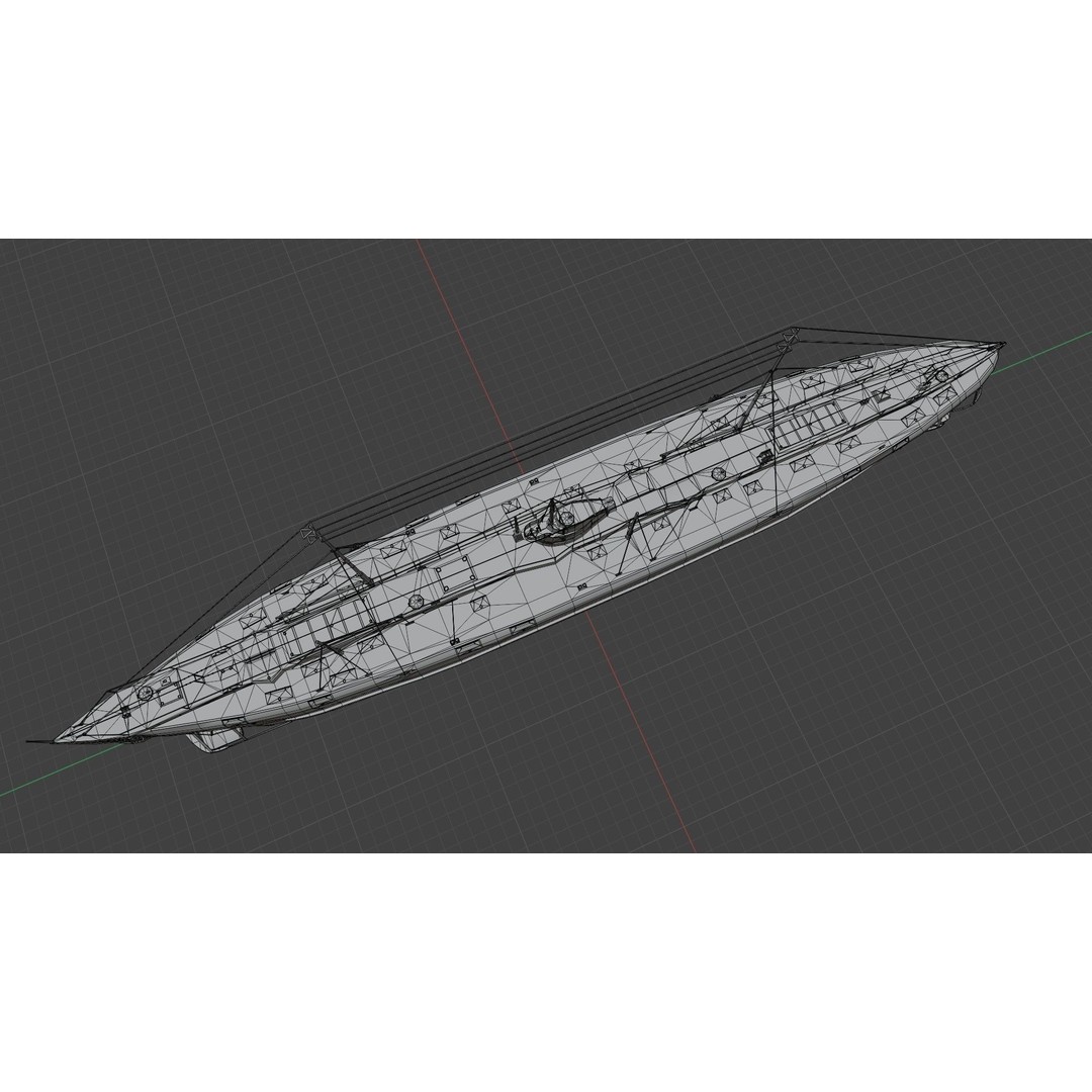 Deutschland Merchant Submarine 3D Model – Low Poly Historical Vessel, FBX - View 21