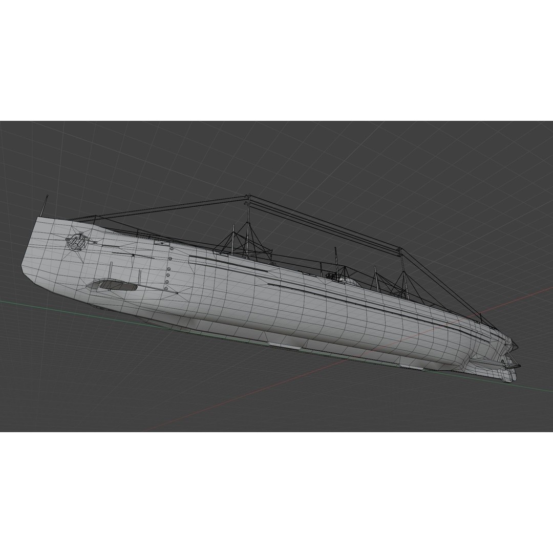 Deutschland Merchant Submarine 3D Model – Low Poly Historical Vessel, FBX - View 22