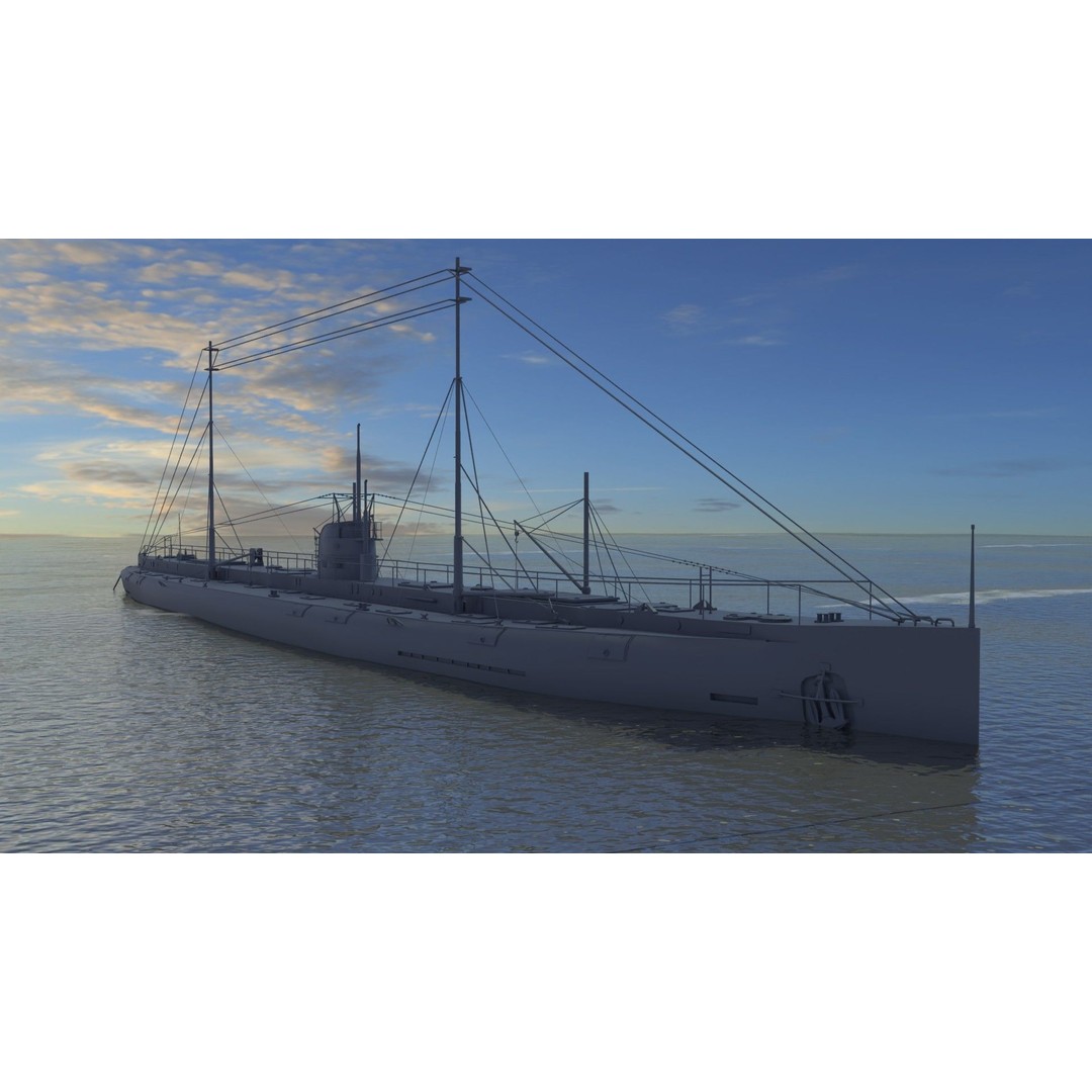 Deutschland Merchant Submarine 3D Model – Low Poly Historical Vessel, FBX - View 23