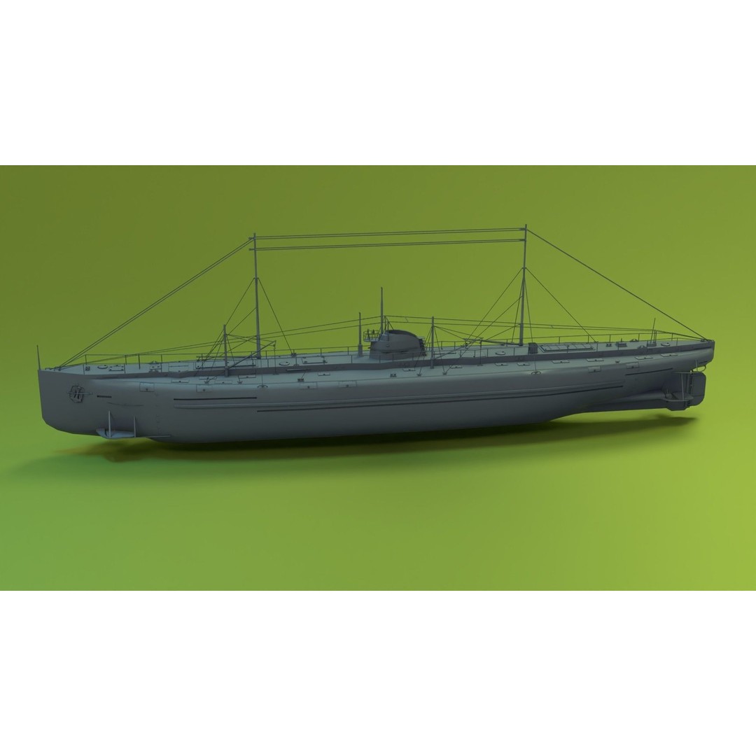 Deutschland Merchant Submarine 3D Model – Low Poly Historical Vessel, FBX - View 5
