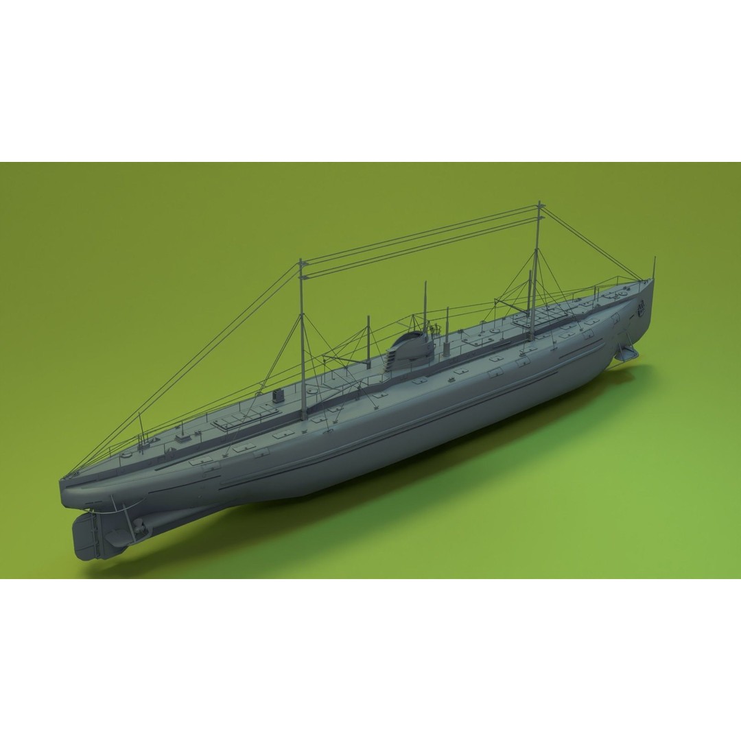 Deutschland Merchant Submarine 3D Model – Low Poly Historical Vessel, FBX - View 8