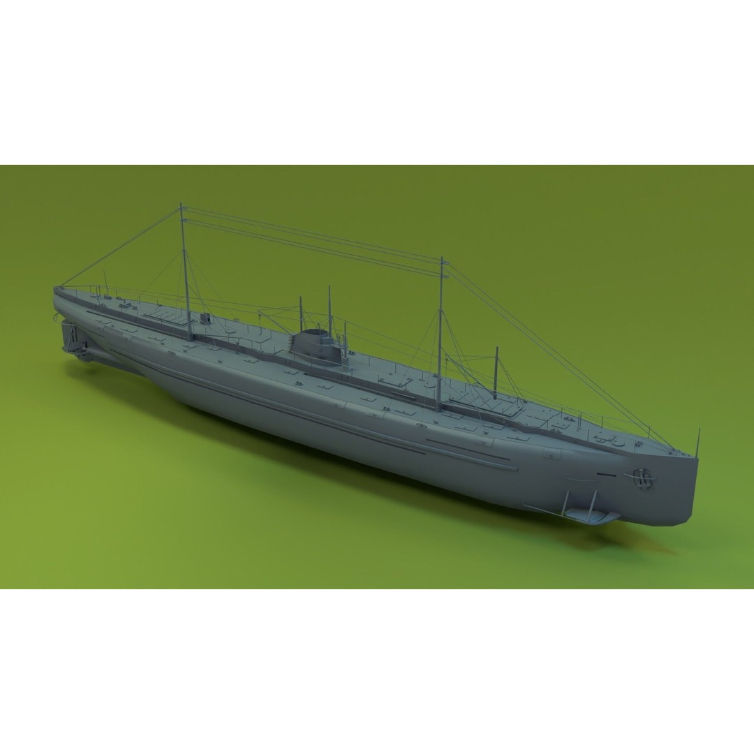 Deutschland Merchant Submarine 3D Model – Low Poly Historical Vessel, FBX - View 9