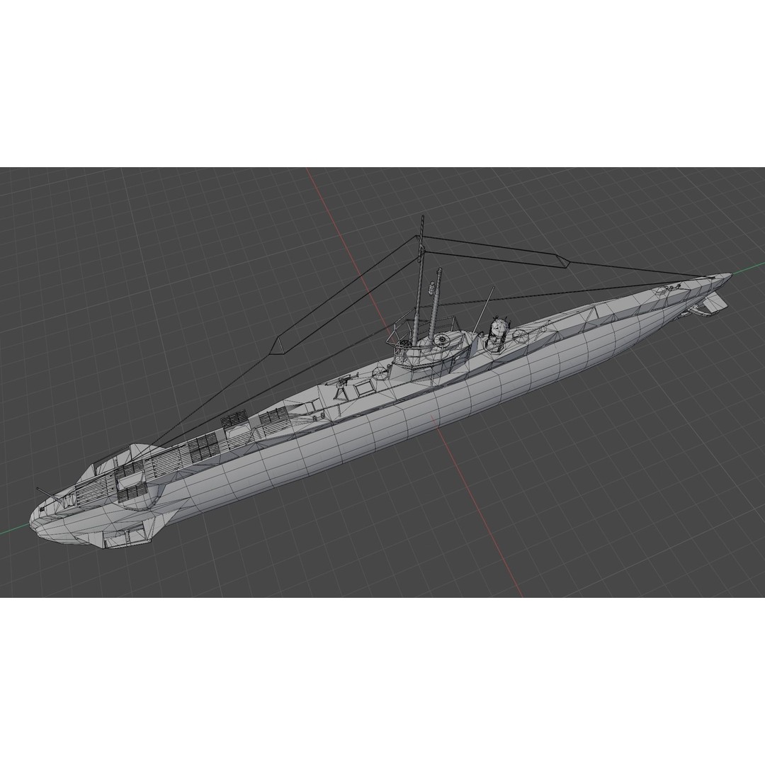 SM UC 5 U-Boat 3D Model – Low Poly Military Submarine, FBX, OBJ