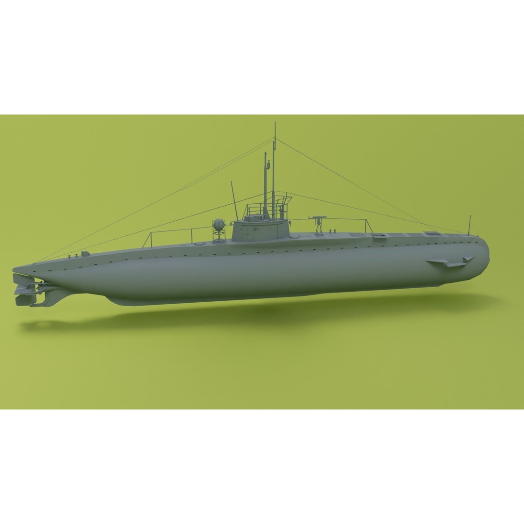SM UC 5 U-Boat 3D Model – Low Poly Military Submarine, FBX, OBJ - View 10