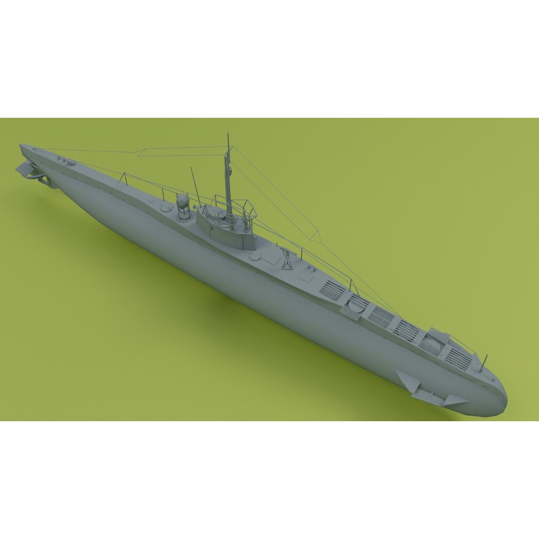 SM UC 5 U-Boat 3D Model – Low Poly Military Submarine, FBX, OBJ - View 13
