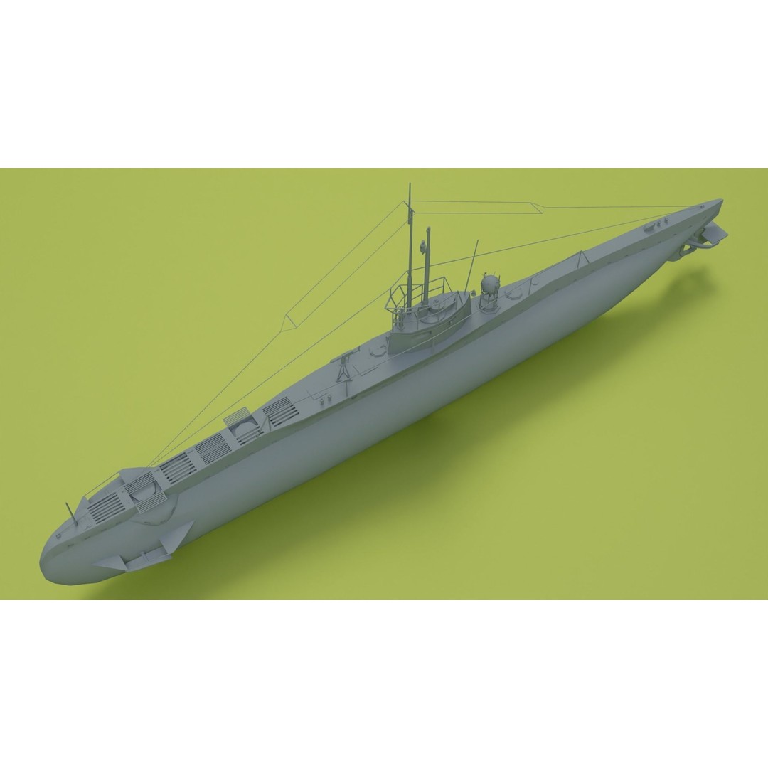SM UC 5 U-Boat 3D Model – Low Poly Military Submarine, FBX, OBJ - View 14