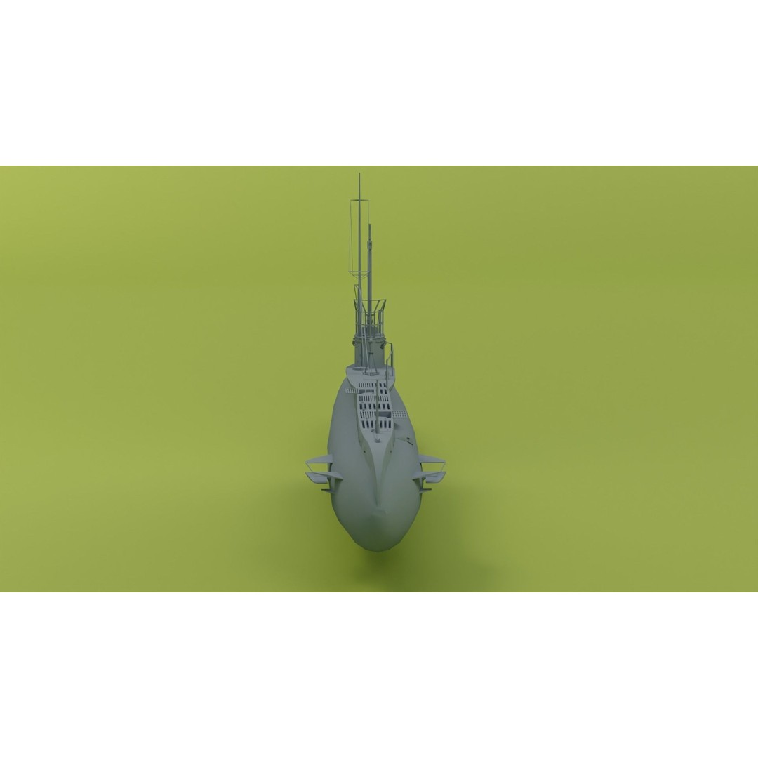 SM UC 5 U-Boat 3D Model – Low Poly Military Submarine, FBX, OBJ - View 15