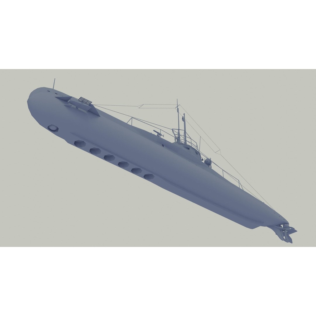 SM UC 5 U-Boat 3D Model – Low Poly Military Submarine, FBX, OBJ - View 17