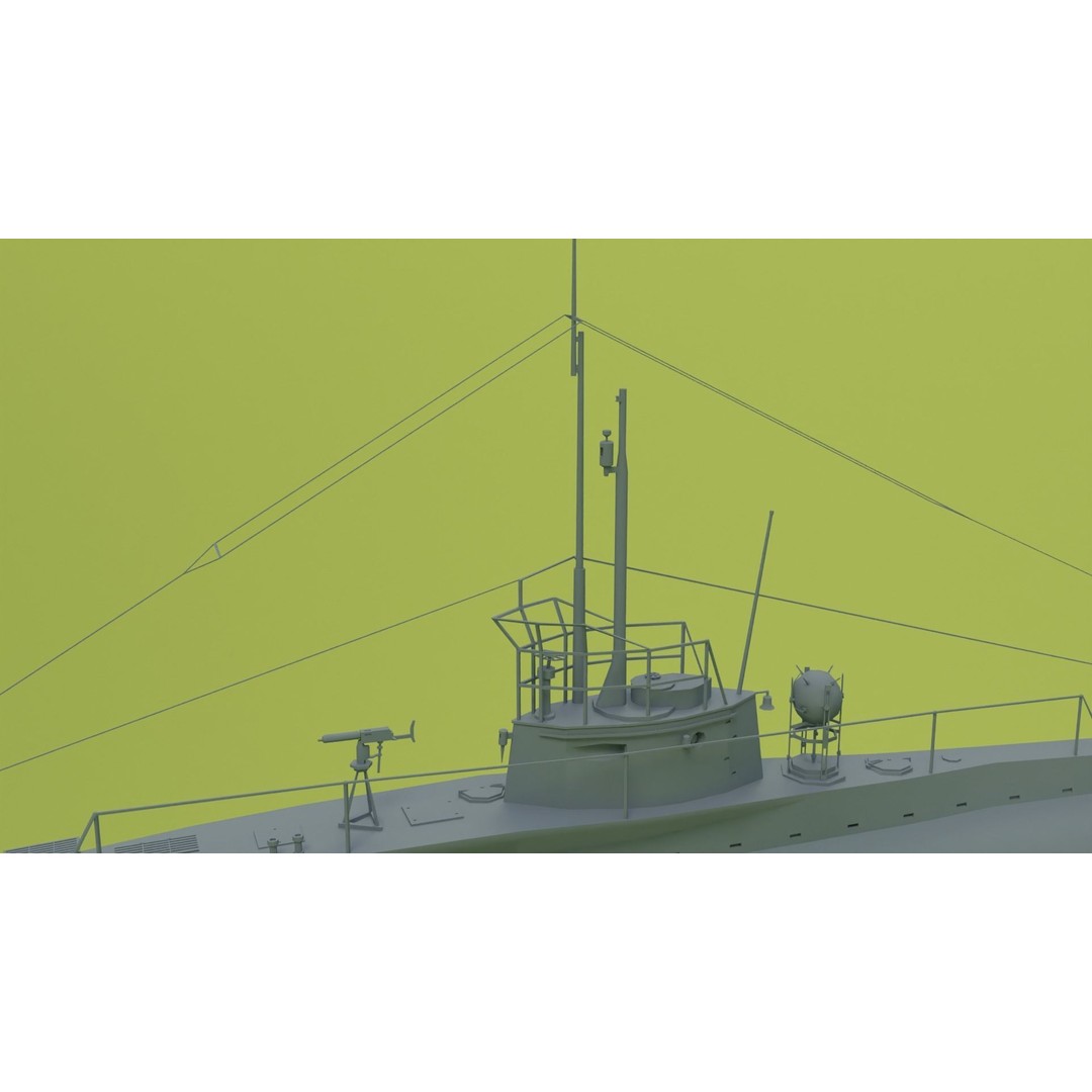 SM UC 5 U-Boat 3D Model – Low Poly Military Submarine, FBX, OBJ - View 19