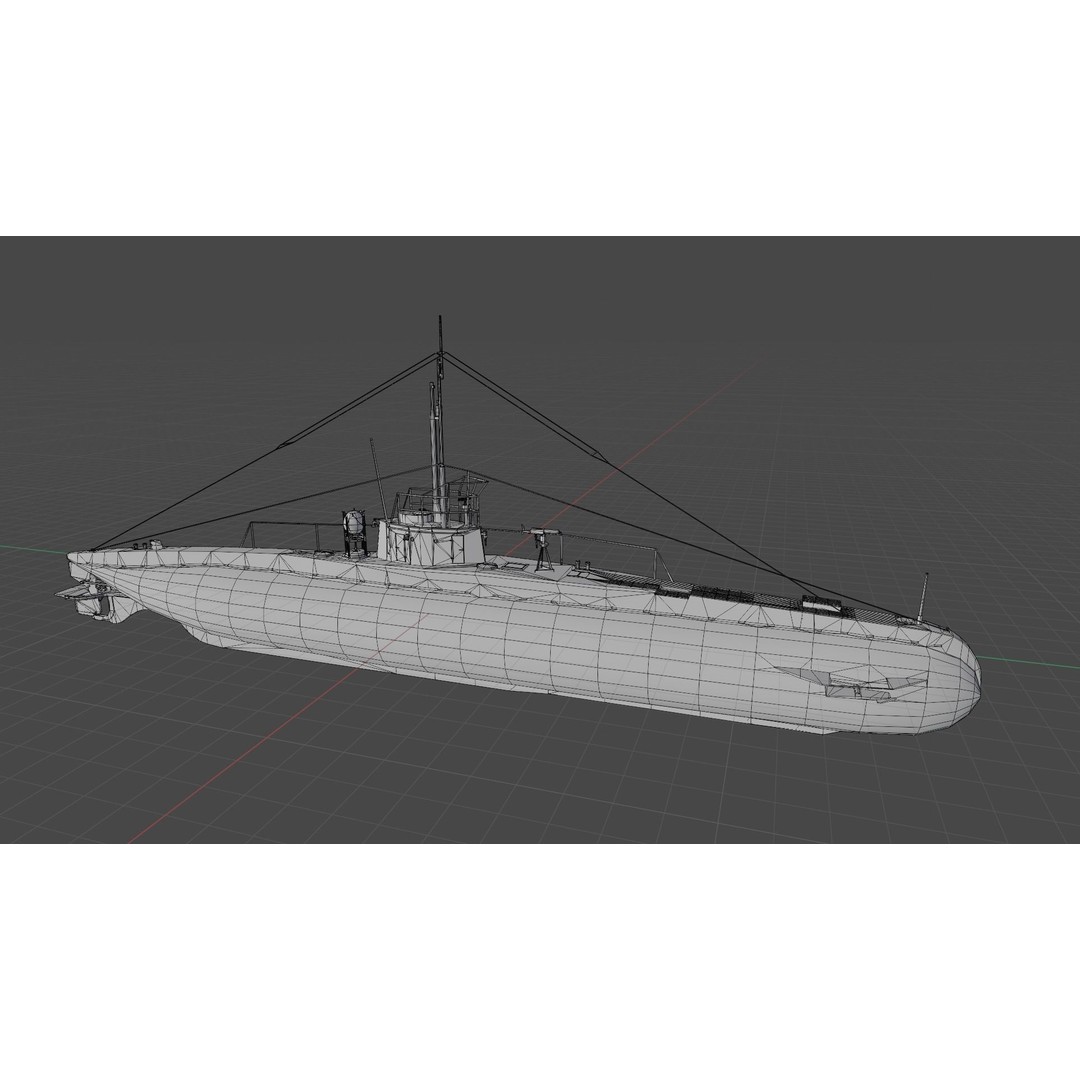 SM UC 5 U-Boat 3D Model – Low Poly Military Submarine, FBX, OBJ - View 22