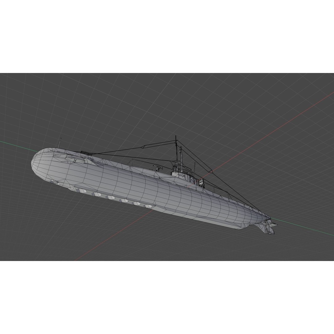 SM UC 5 U-Boat 3D Model – Low Poly Military Submarine, FBX, OBJ - View 23