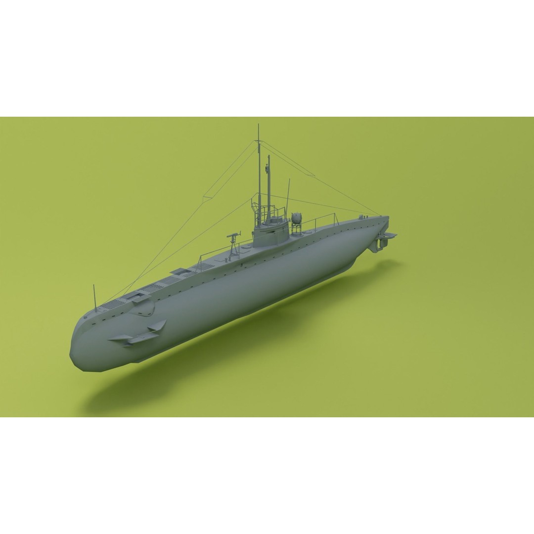 SM UC 5 U-Boat 3D Model – Low Poly Military Submarine, FBX, OBJ - View 5