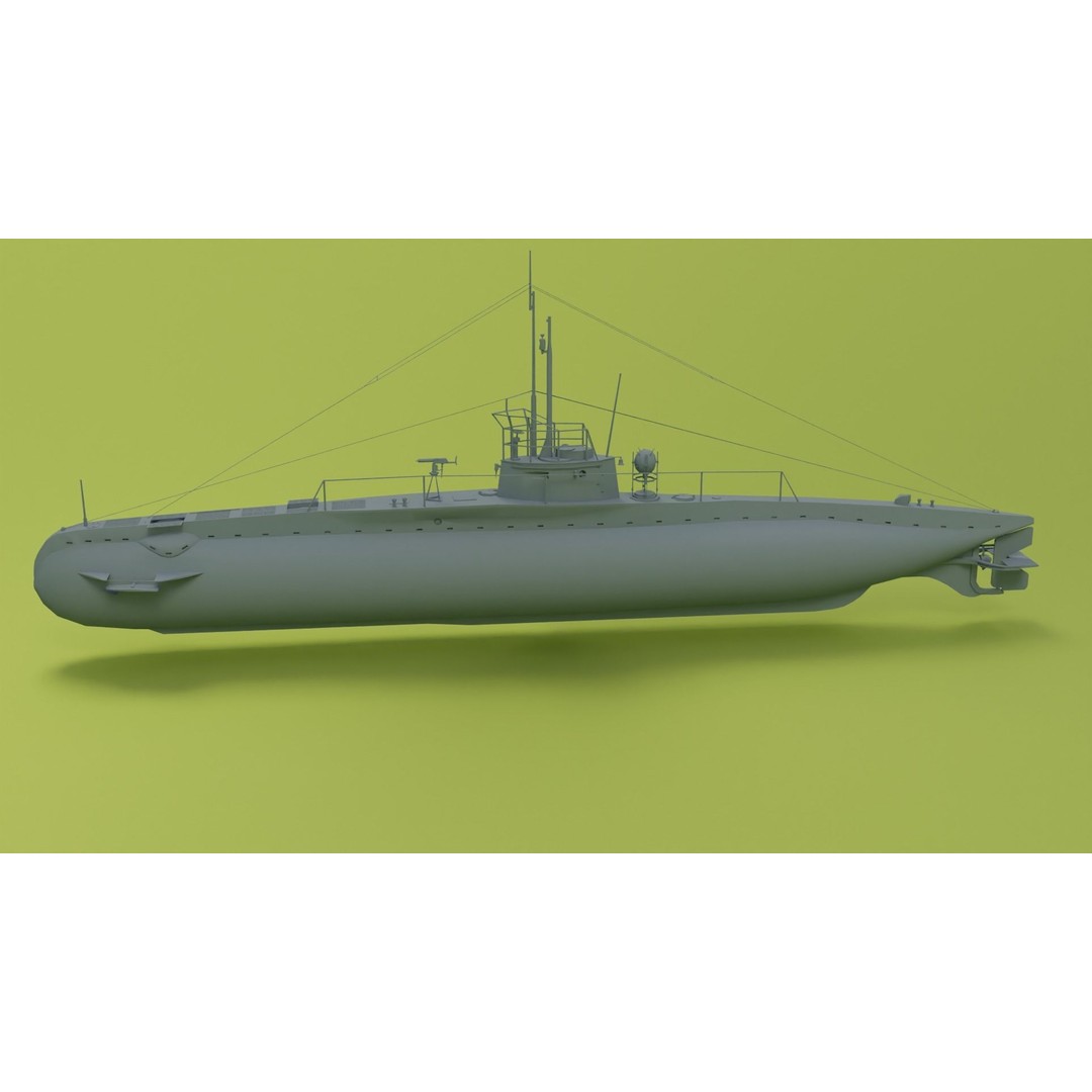 SM UC 5 U-Boat 3D Model – Low Poly Military Submarine, FBX, OBJ - View 6