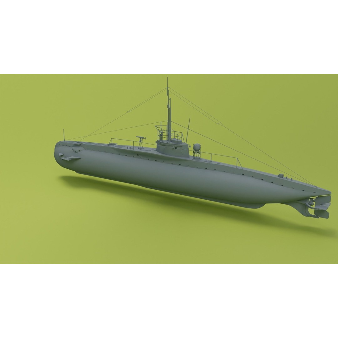 SM UC 5 U-Boat 3D Model – Low Poly Military Submarine, FBX, OBJ - View 7