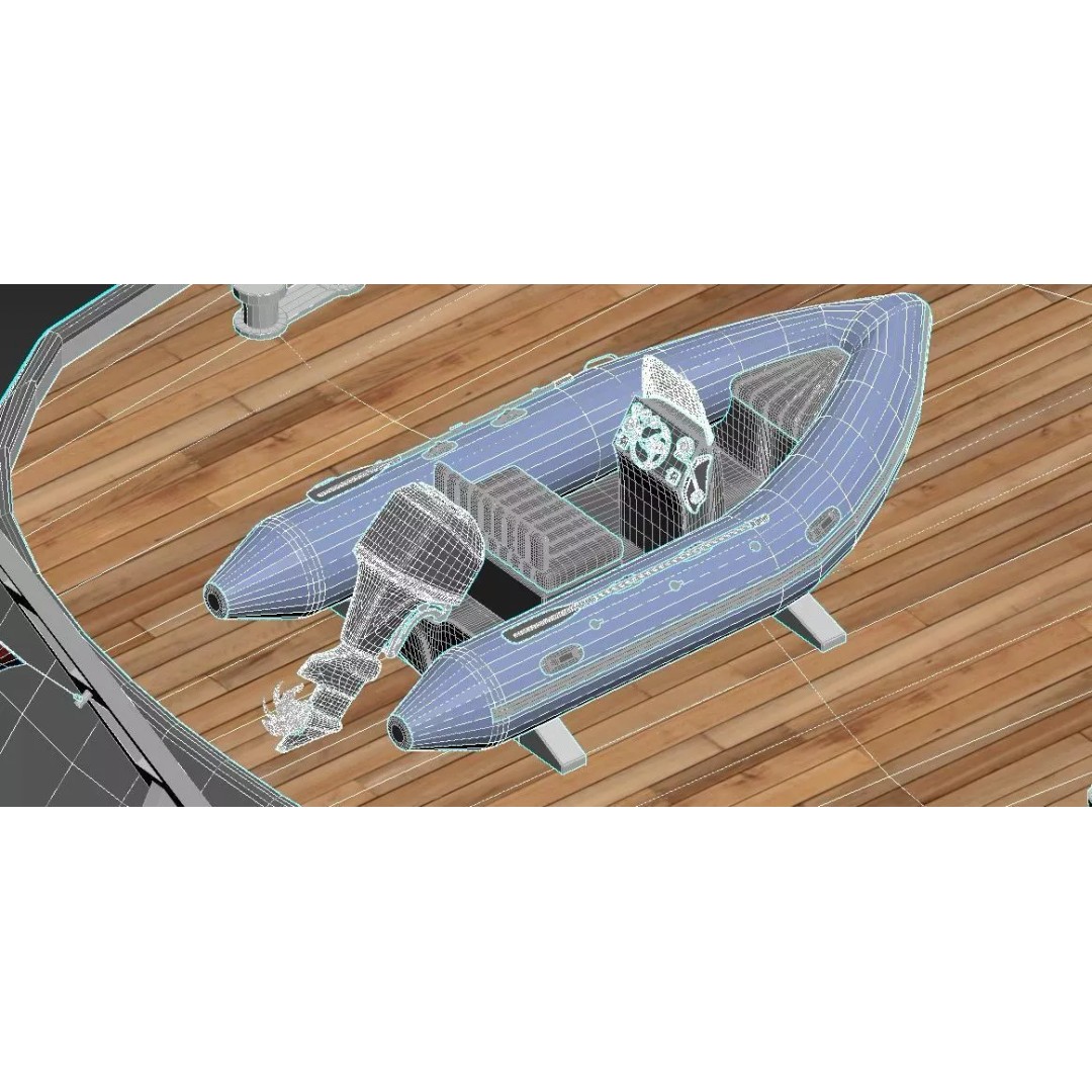Three-Masted Barque Superyacht 3D Model – Modern Luxury Tall Ship, FBX