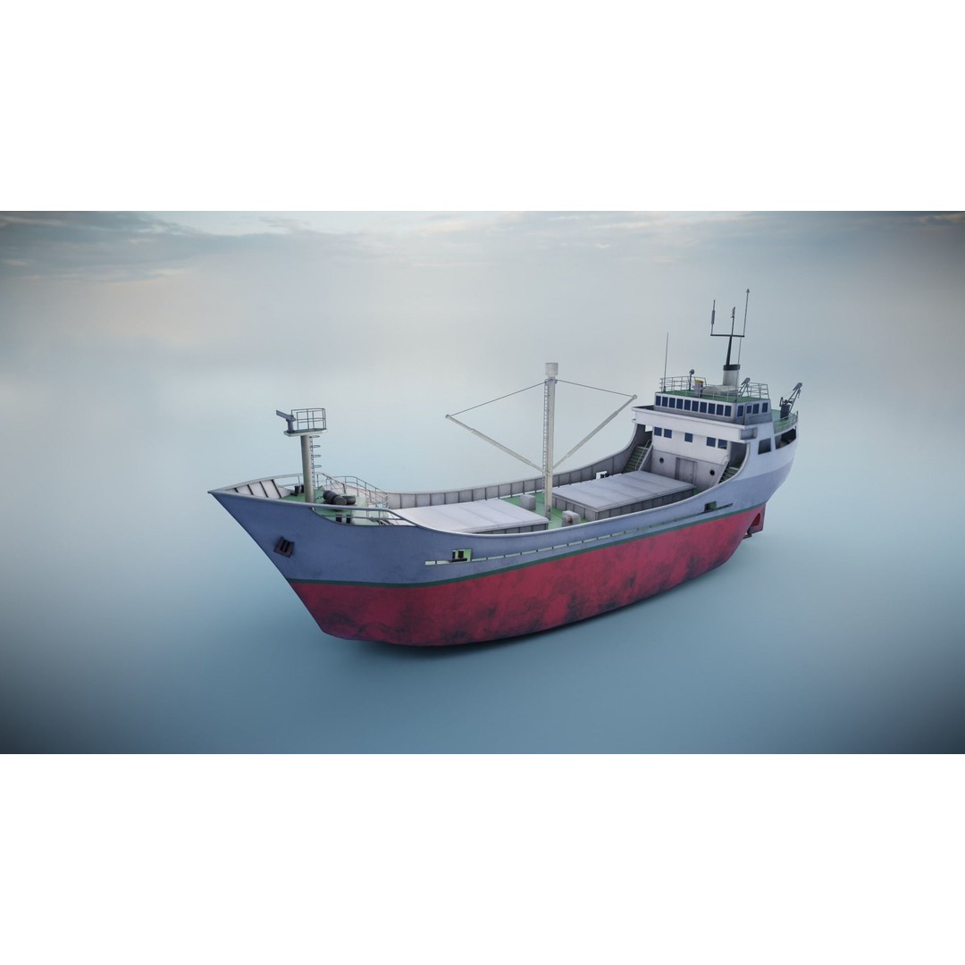 Industrial Ships 3D Model – Low Poly Watercraft, FBX, Game Ready - View 3