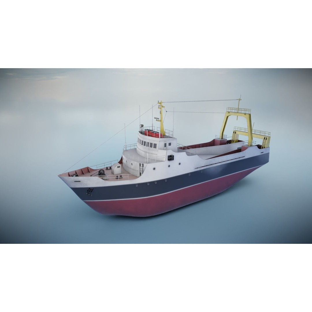 Industrial Ships 3D Model – Low Poly Watercraft, FBX, Game Ready - View 5