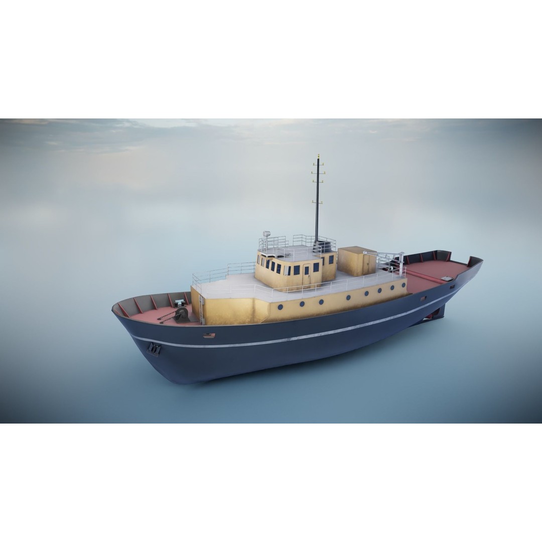Industrial Ships 3D Model – Low Poly Watercraft, FBX, Game Ready - View 6