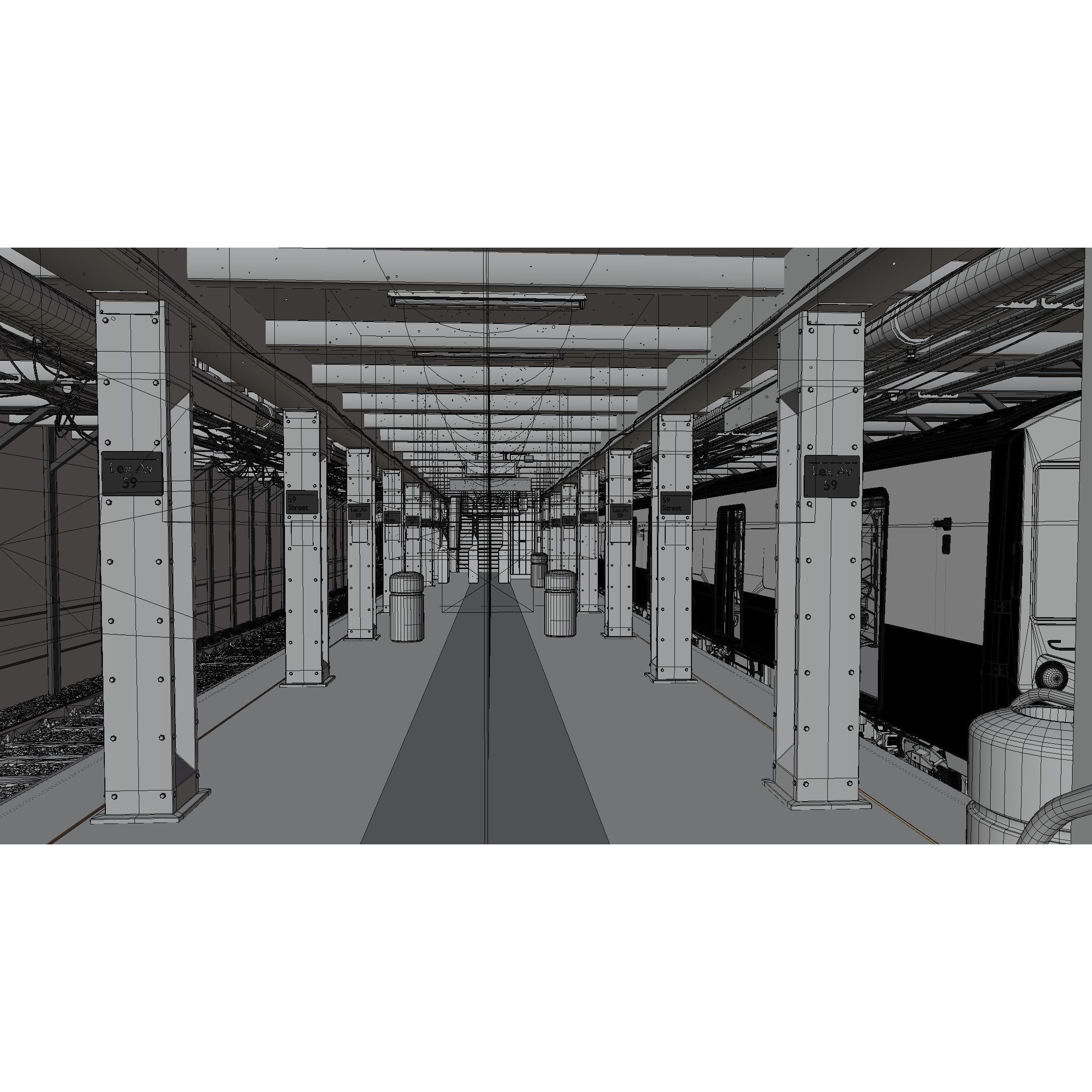 Subway Station - Low-Poly Game-Ready 3D Model - View 15