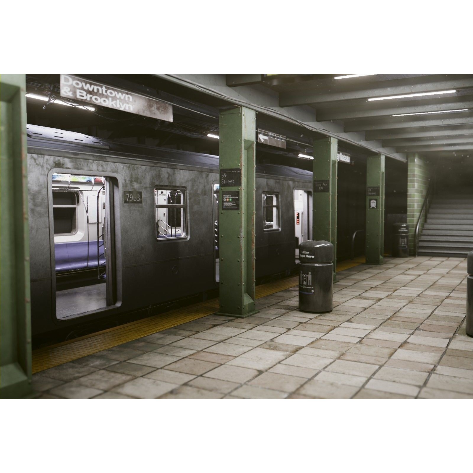 Subway Station - Low-Poly Game-Ready 3D Model - View 8