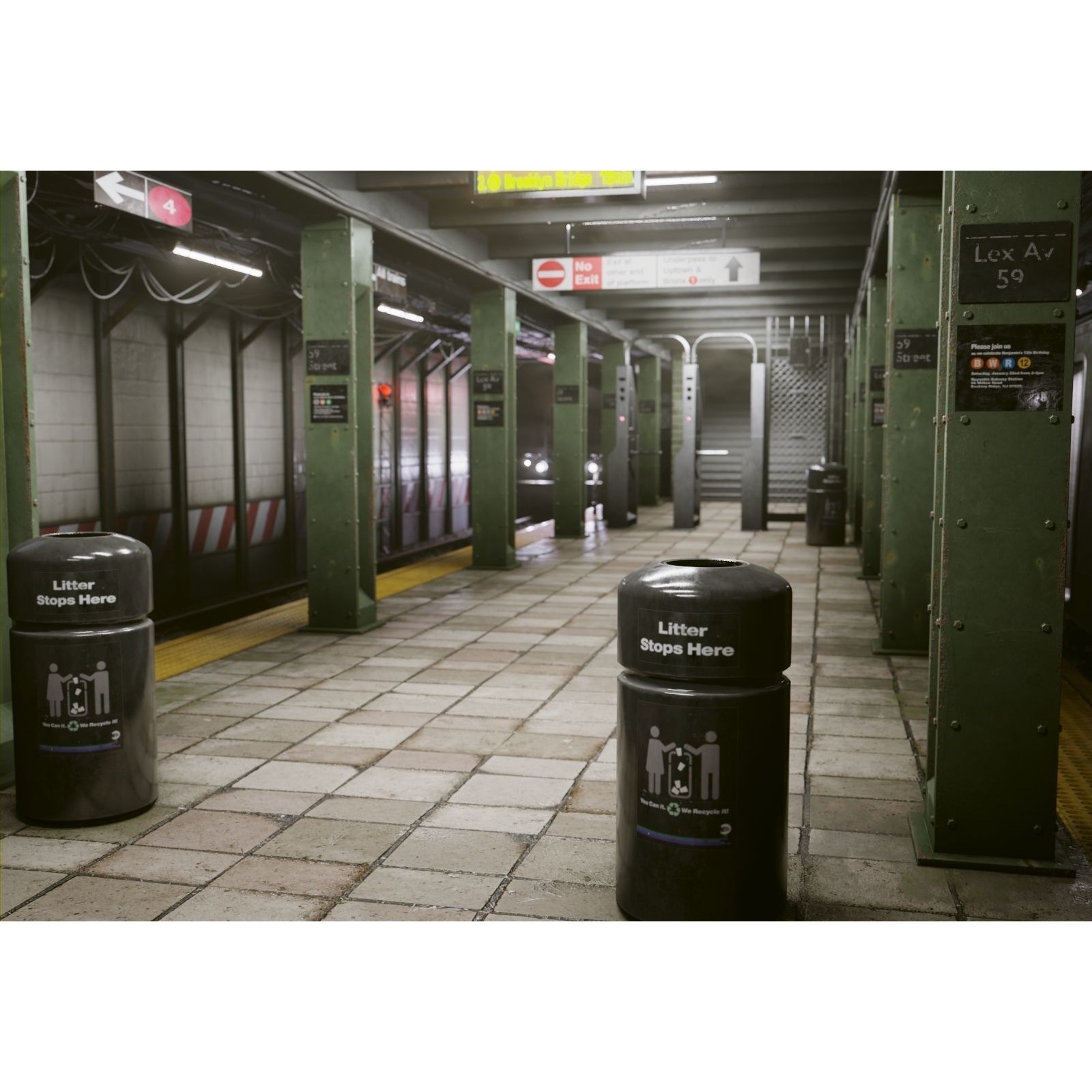 Subway Station - Low-Poly Game-Ready 3D Model - View 9