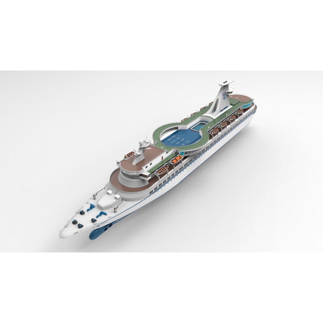 Sun Viking Cruise Ship 3D Model – Historical Watercraft, FBX, PBR - View 11