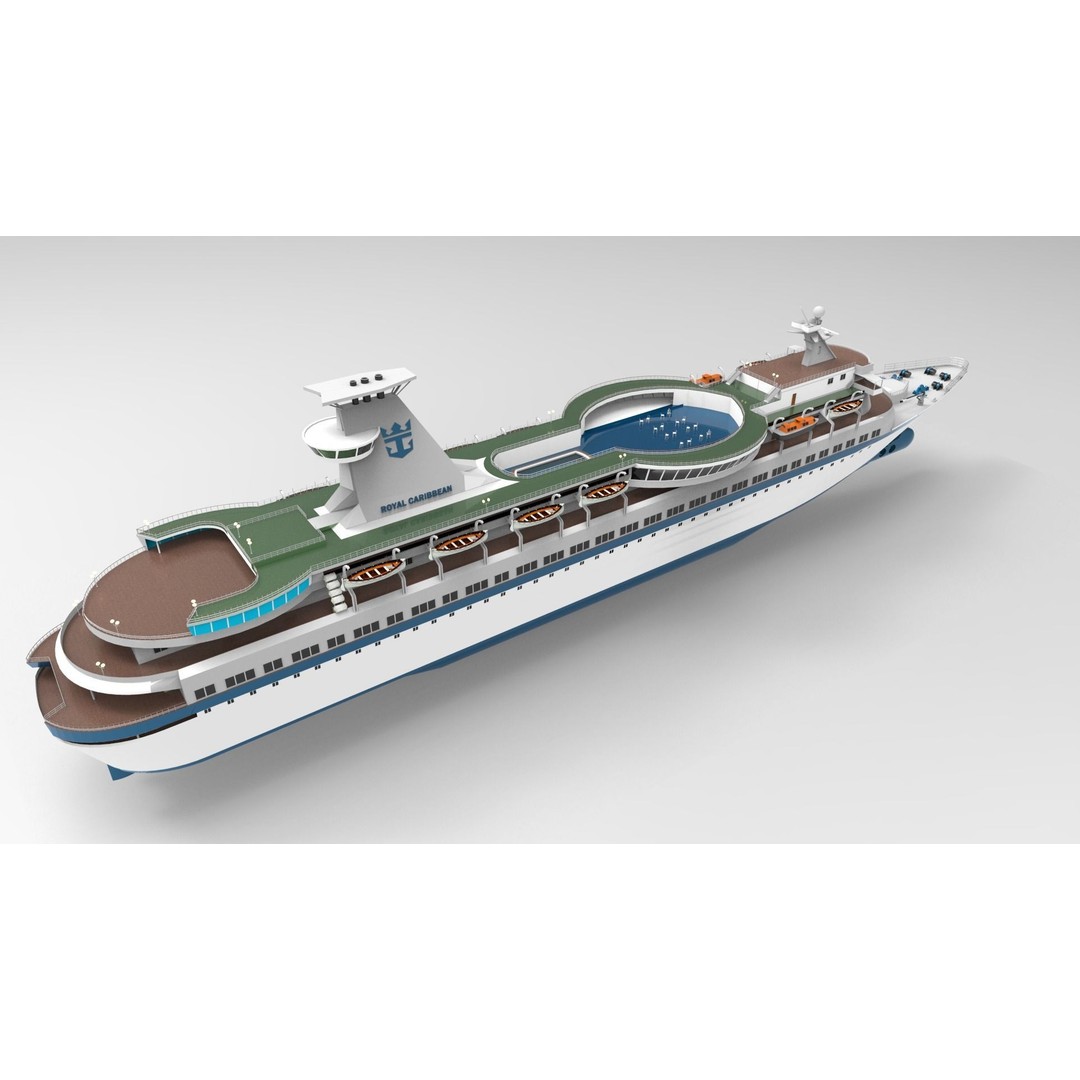 Sun Viking Cruise Ship 3D Model – Historical Watercraft, FBX, PBR - View 3