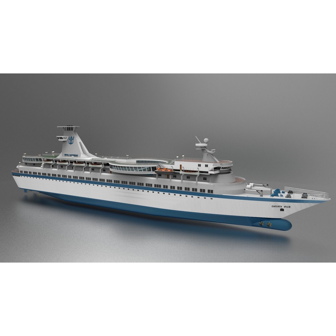 Sun Viking Cruise Ship 3D Model – Historical Watercraft, FBX, PBR - View 4