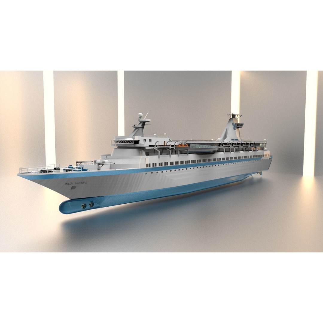 Sun Viking Cruise Ship 3D Model – Historical Watercraft, FBX, PBR - View 7