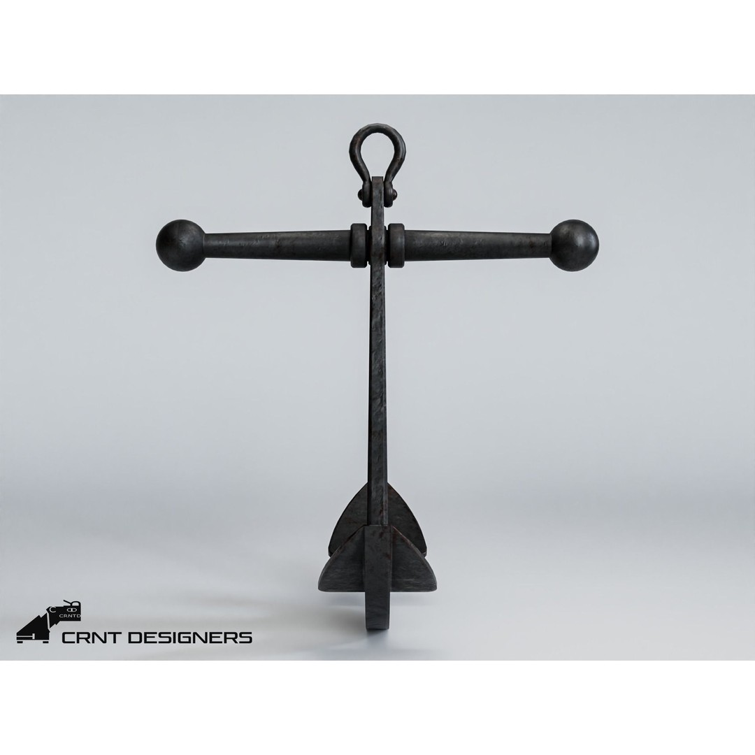 Ship Anchor 3D Model – Low Poly PBR Asset for Games, FBX, OBJ - View 6
