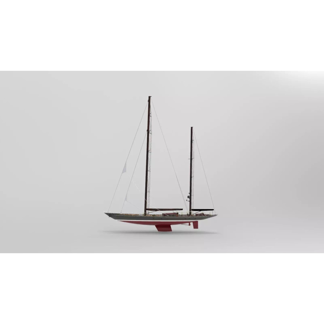 Vitters Sailing Yacht 3D Model – High Poly Animated Watercraft, FBX, OBJ - View 2