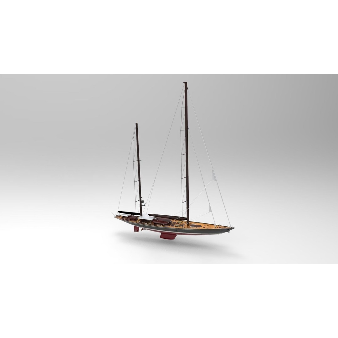 Vitters Sailing Yacht 3D Model – High Poly Animated Watercraft, FBX, OBJ - View 3