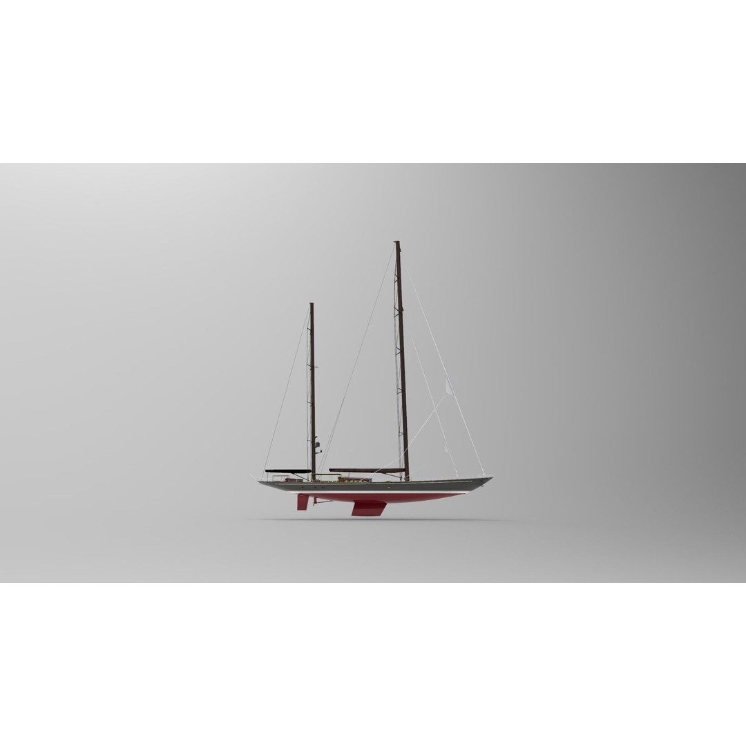Vitters Sailing Yacht 3D Model – High Poly Animated Watercraft, FBX, OBJ - View 4