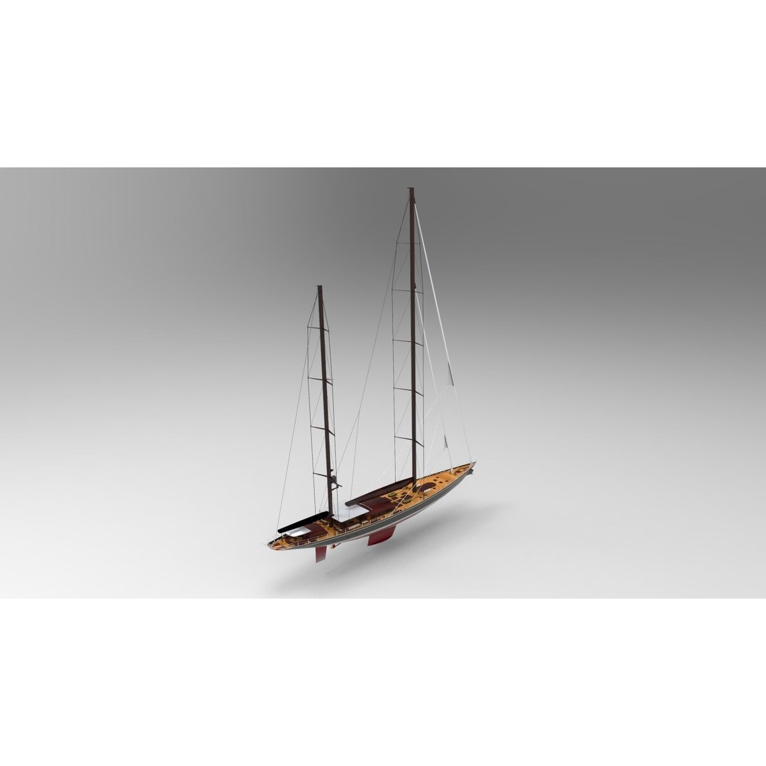 Vitters Sailing Yacht 3D Model – High Poly Animated Watercraft, FBX, OBJ - View 6