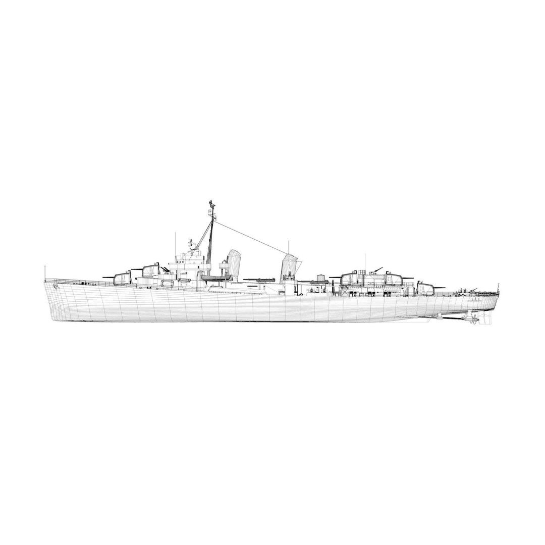 USS Hoel DD-533 3D Model – Fletcher Class Destroyer, Rigged, FBX - View 15