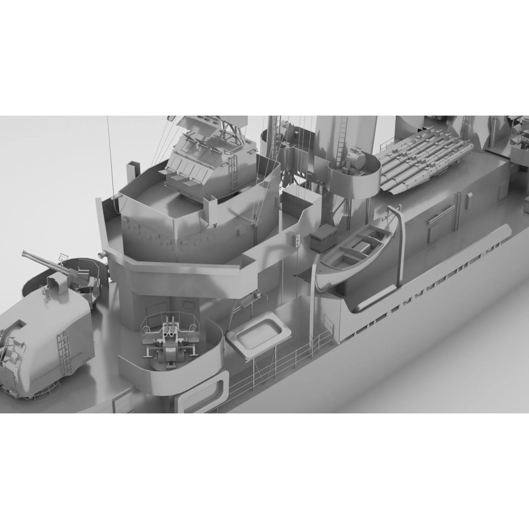 USS Hoel DD-533 3D Model – Fletcher Class Destroyer, Rigged, FBX - View 6