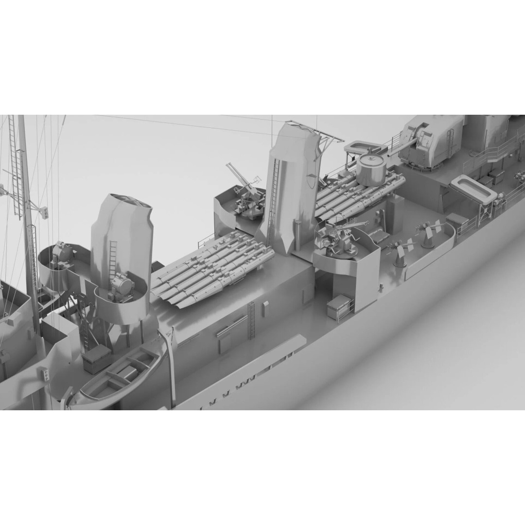 USS Hoel DD-533 3D Model – Fletcher Class Destroyer, Rigged, FBX - View 7