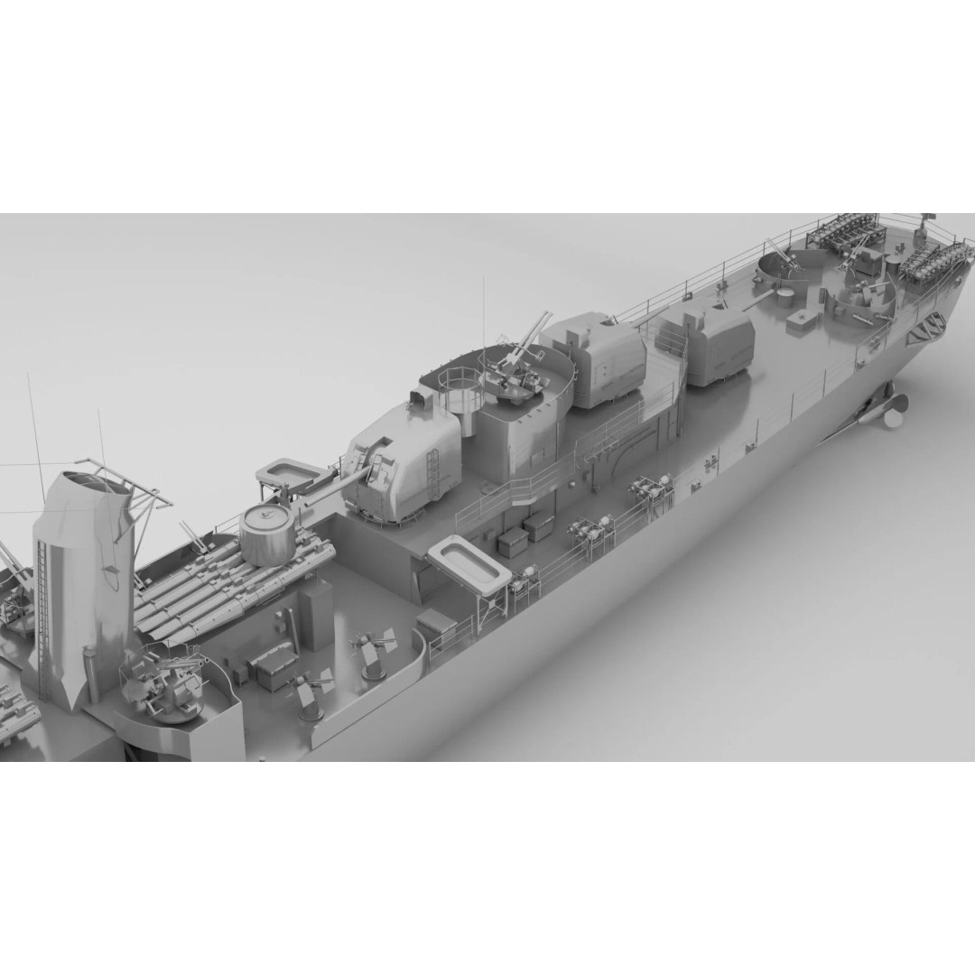 USS Hoel DD-533 3D Model – Fletcher Class Destroyer, Rigged, FBX - View 8