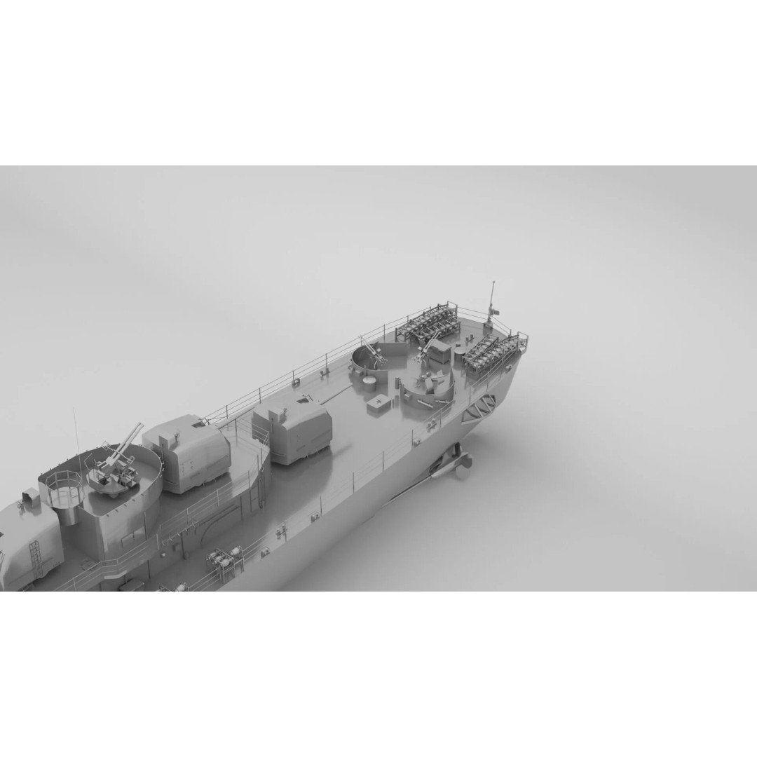 USS Hoel DD-533 3D Model – Fletcher Class Destroyer, Rigged, FBX - View 9