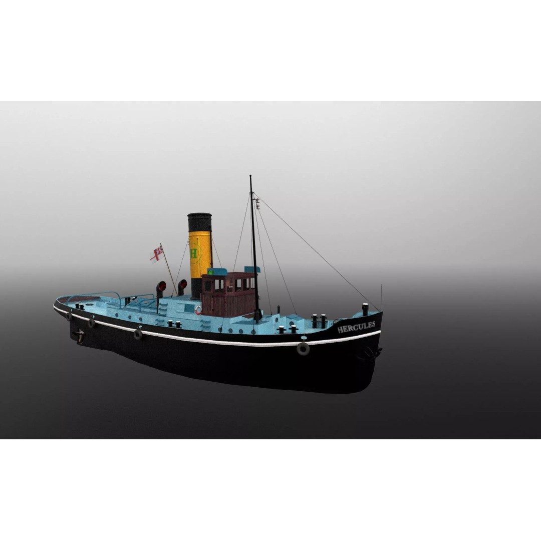 Tugboat 3D Model – Low Poly Historic Vessel with Textures - View 2